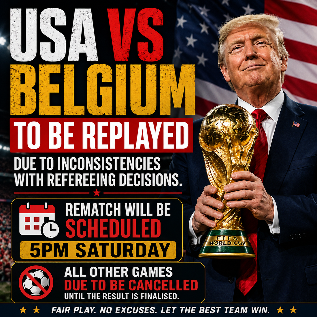 BREAKING: USA vs Belgium World Cup Clash to Be Replayed
